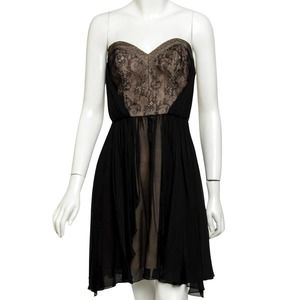 ABS Women's Black Strapless Sweetheart Chiffon Dress - Used - Size 6